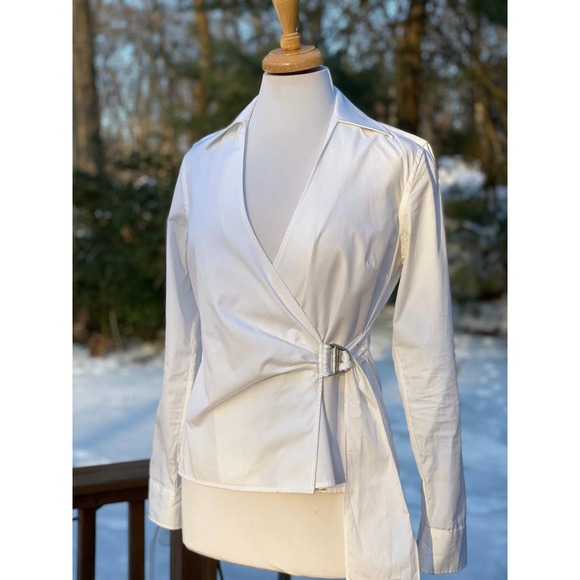 Lauren Ralph Lauren Tops - Lauren Ralph Lauren White Cotton Wrap Blouse - XS